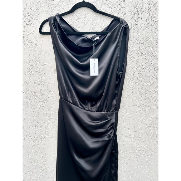 NWT Nonchalant Label Hi Low Hem Satin Dinah Maxi Dress Black Women's Size XS - Picture 5 of 8